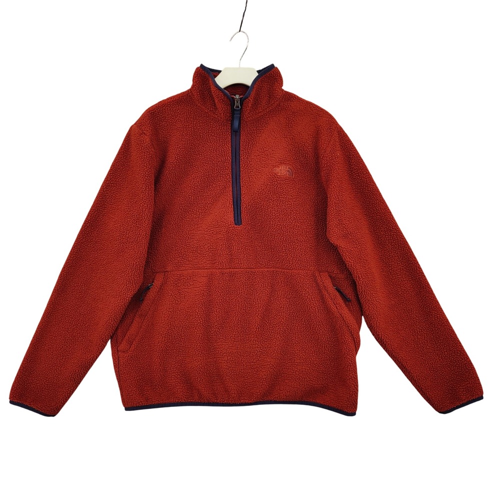 The North Face Mens Gorpcore Outdoors Dunraven Sherpa Pullover L Rust Red Fleece